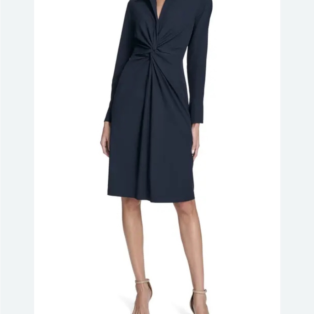 Lovestitch Black Twist Front Long Sleeve Dress